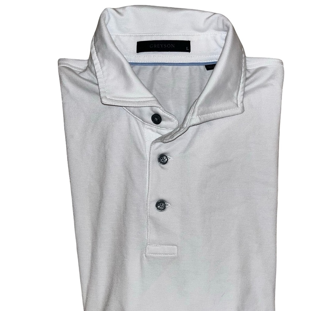 Greyson Golf Pique Cotton White Polo Large EUC